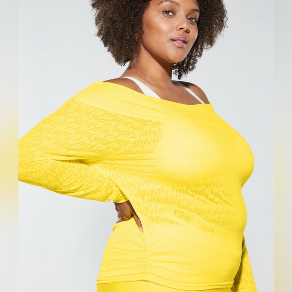 NWOT Yitty Major Label Off the Shoulder Pullover 1X in Unstoppable Yellow - Picture 2 of 8